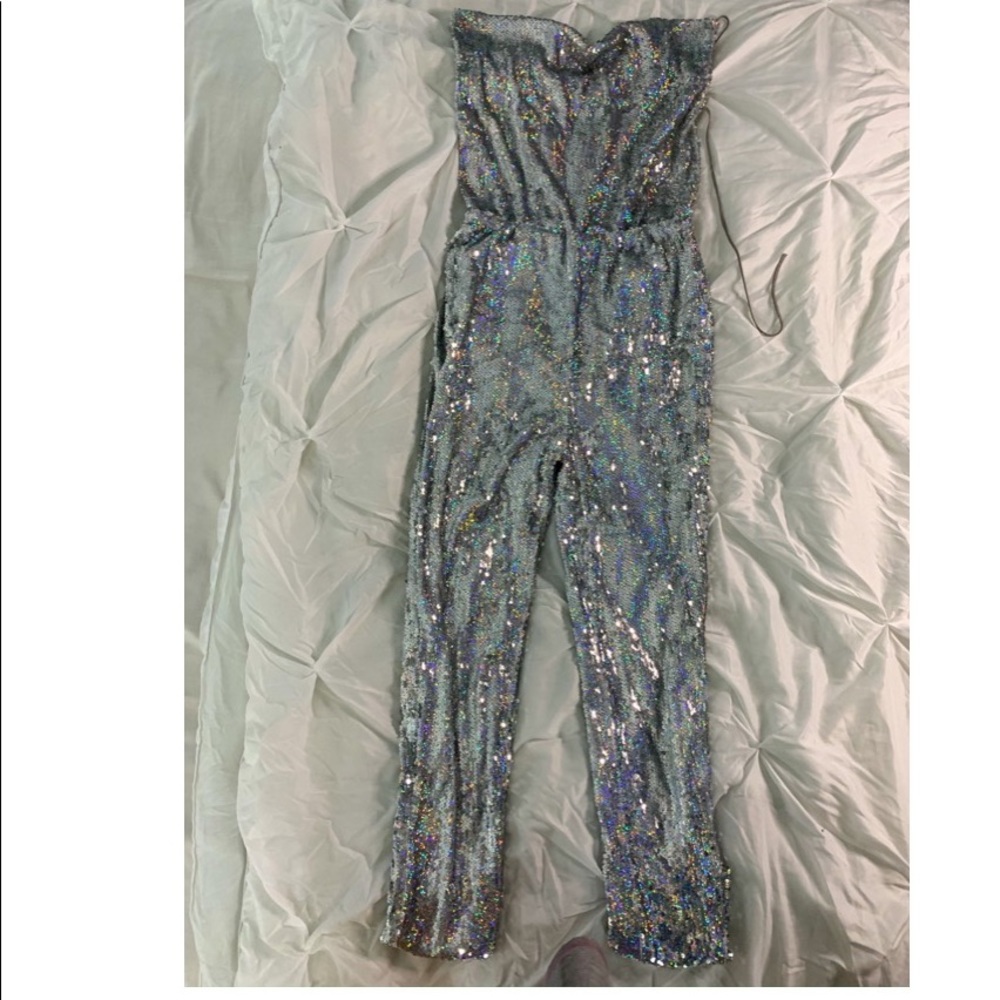 Lace up sequin jumpsuit